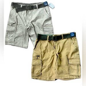 Men’s Dark Khaki & Light Khaki Cargo Shorts, NWT